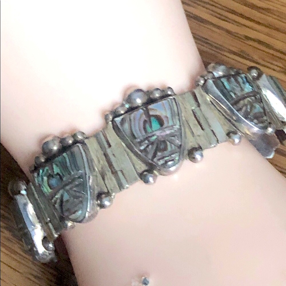Sterling silver bracelet Mexico  mask bracelet